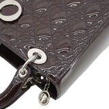 Christian Dior Lady Dior Quilted Patent Leather Shoulder Bag Burgundy