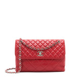 Chanel Quilted Large Flap Leather Bag With Chain Red