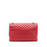 Chanel Quilted Large Flap Leather Bag With Chain Red