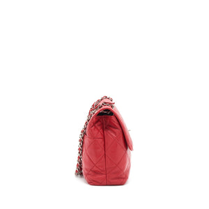 Chanel Quilted Large Flap Leather Bag With Chain Red