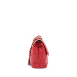 Chanel Quilted Large Flap Leather Bag With Chain Red