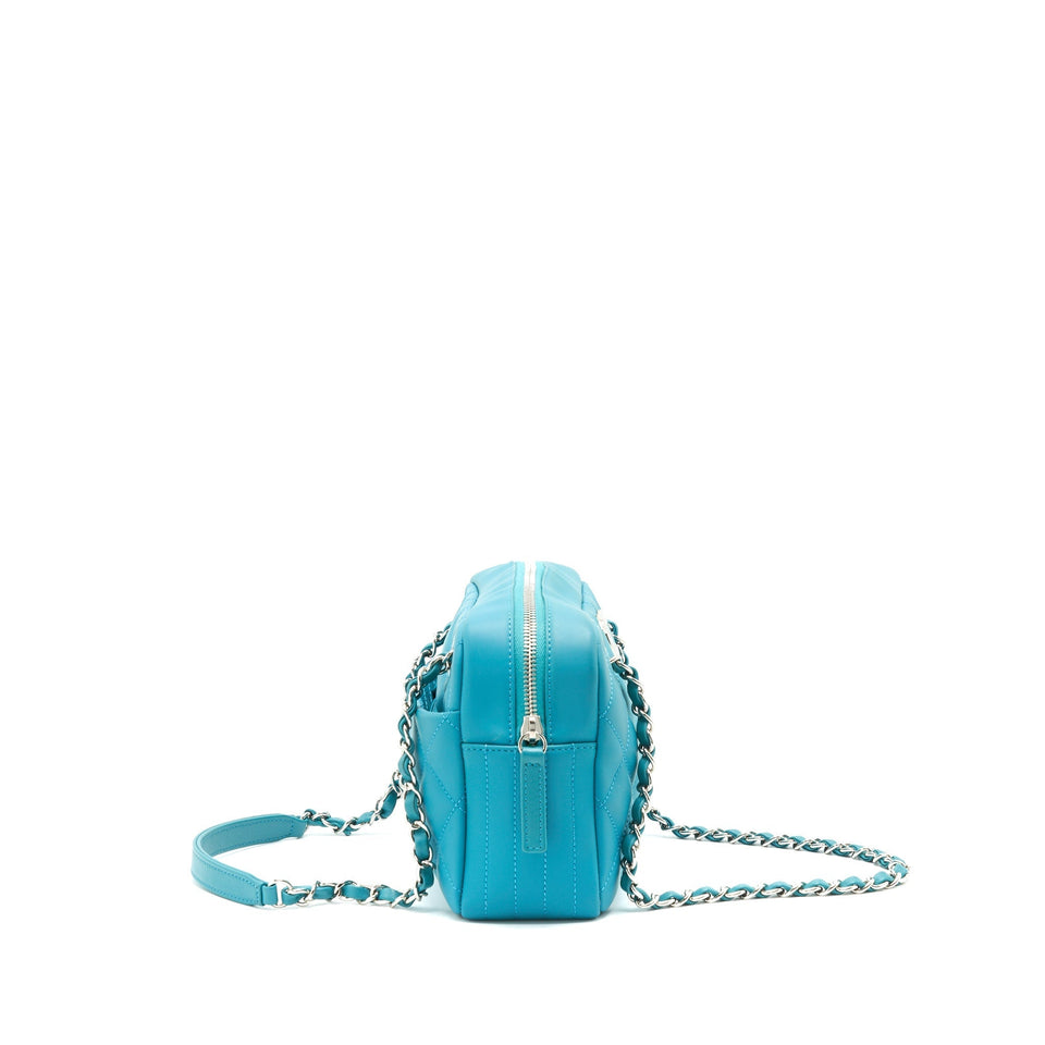 Chanel Quilted Rubberized Lambskin Coco Rain Camera Bag Blue