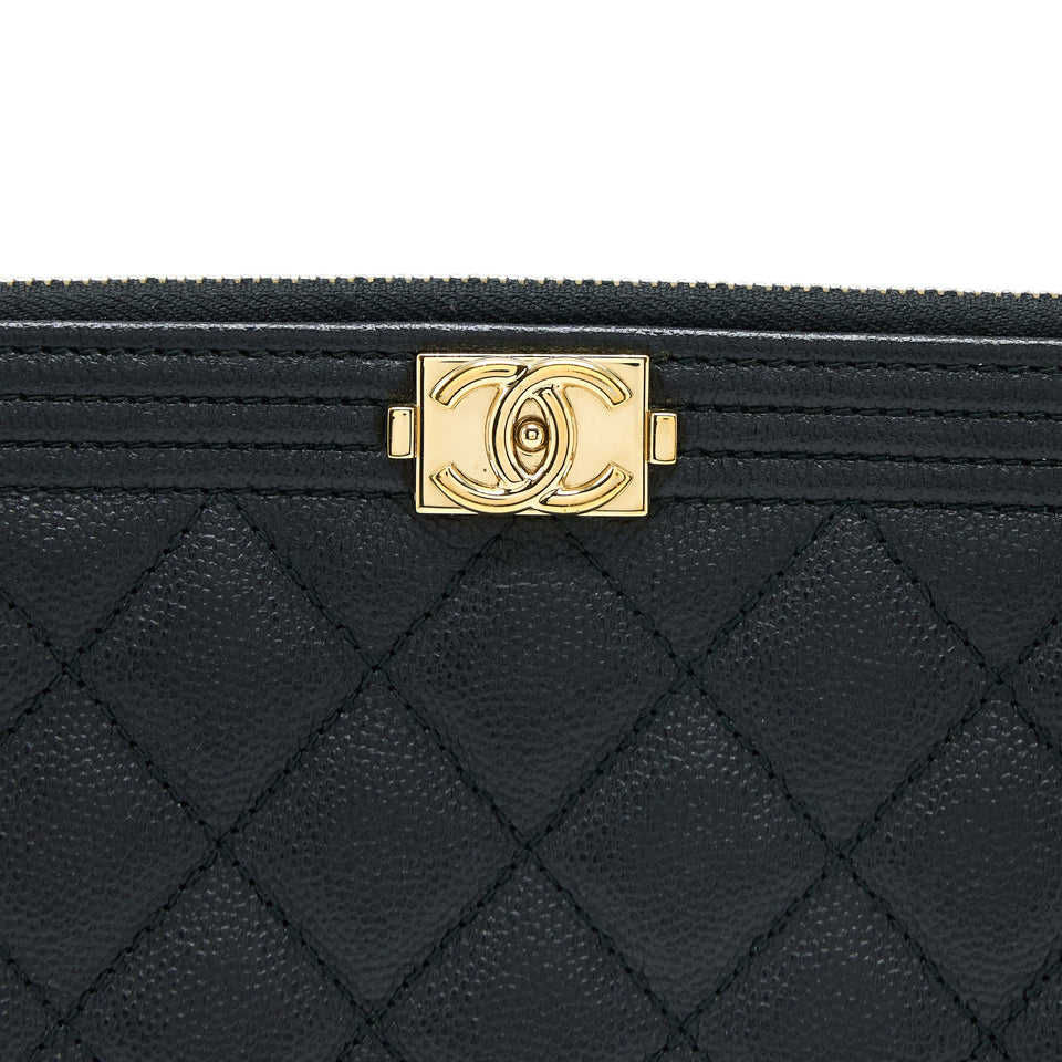Chanel Boy Clutch Caviar Black