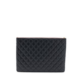 Chanel Quilted Zip and Flap Pouch/Clutch Large Model Lambskin Black L