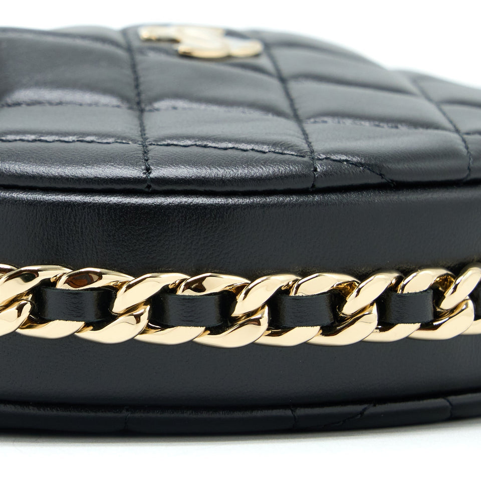 Chanel 23C Round Clutch Lambskin Black L (Microchip)