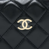 Chanel 23C Round Clutch Lambskin Black L (Microchip)