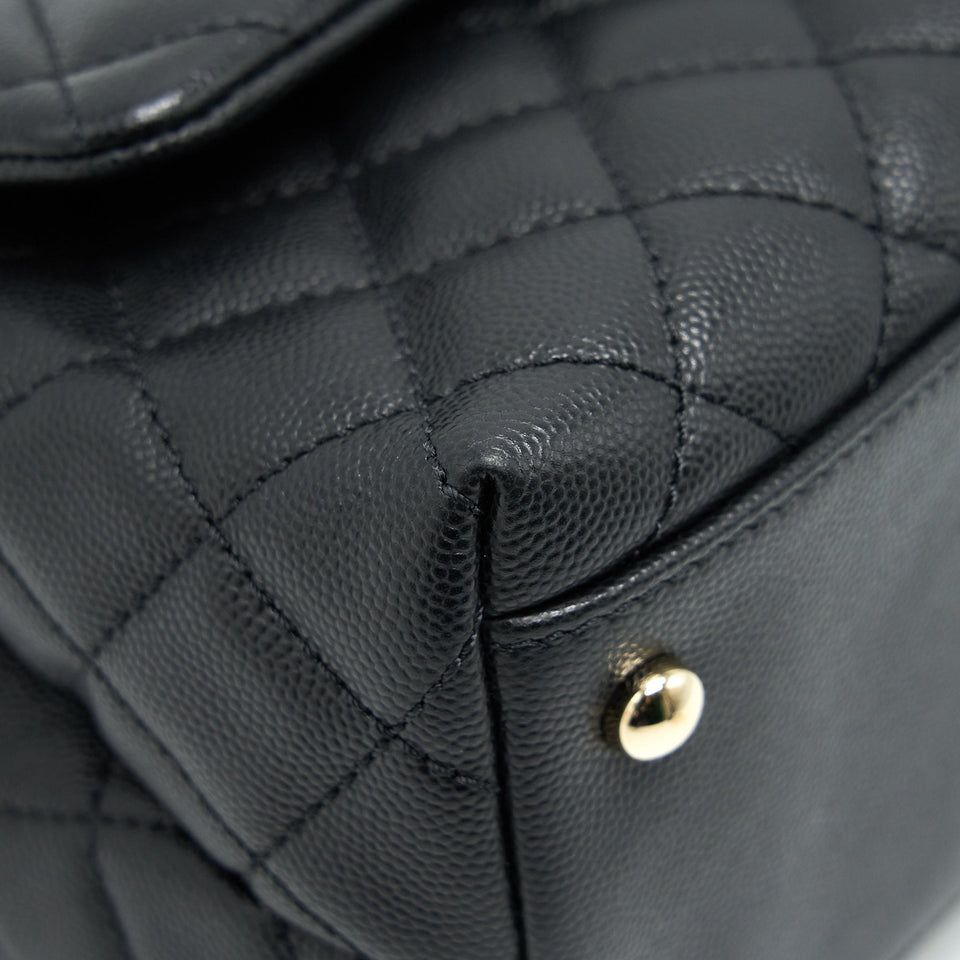 Chanel Small Coco Handle Flap Bag Caviar Black L