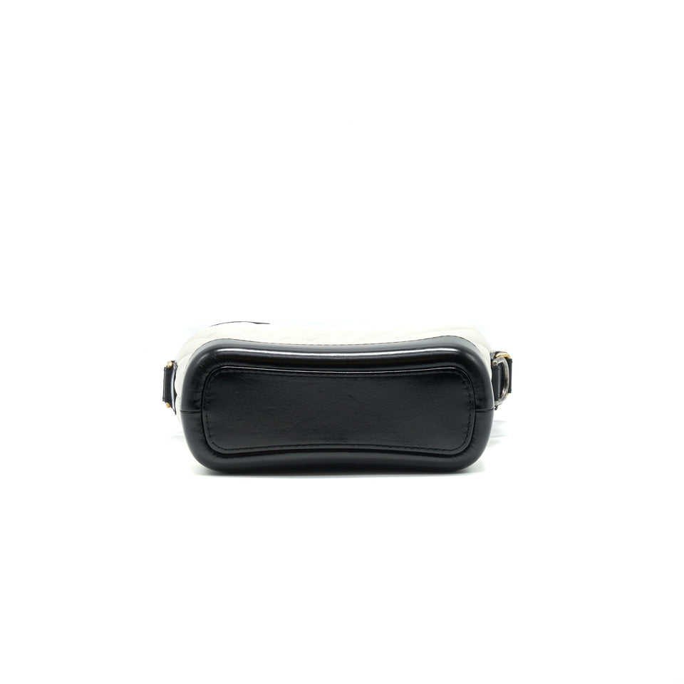 Chanel Chevron Small Gabrielle Hobo Bag White/ Black