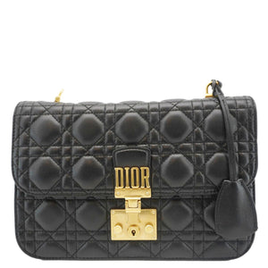 Christian Dior Dioraddict Quilted Lambskin Leather Crossbody Bag Black
