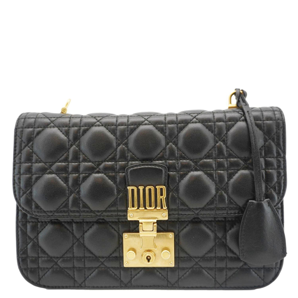 Christian Dior Dioraddict Quilted Lambskin Leather Crossbody Bag Black