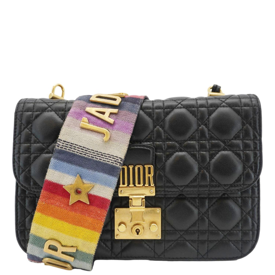 Christian Dior Dioraddict Quilted Lambskin Leather Crossbody Bag Black