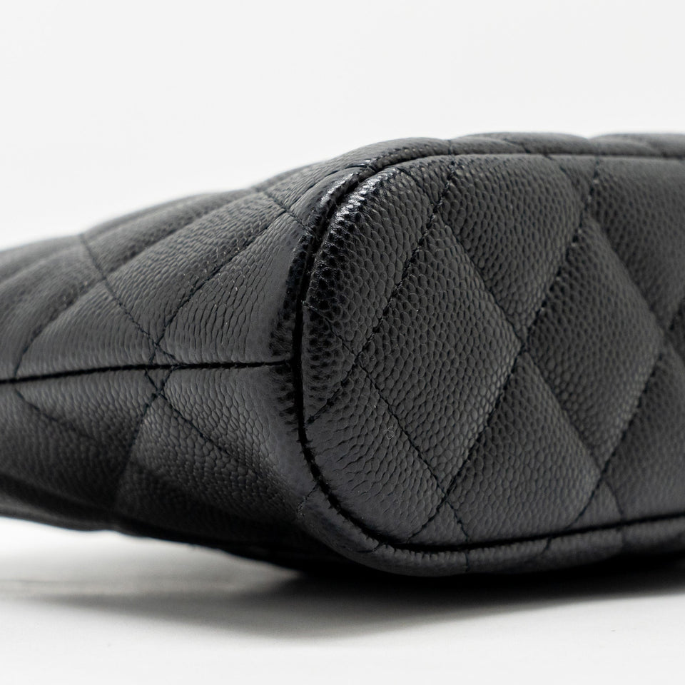 Chanel Classic CC Clutch with Chain Caviar Black L (Microchip)