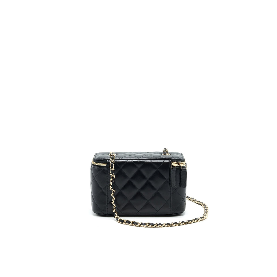 Chanel Long Vanity With Chain Lambskin Black L