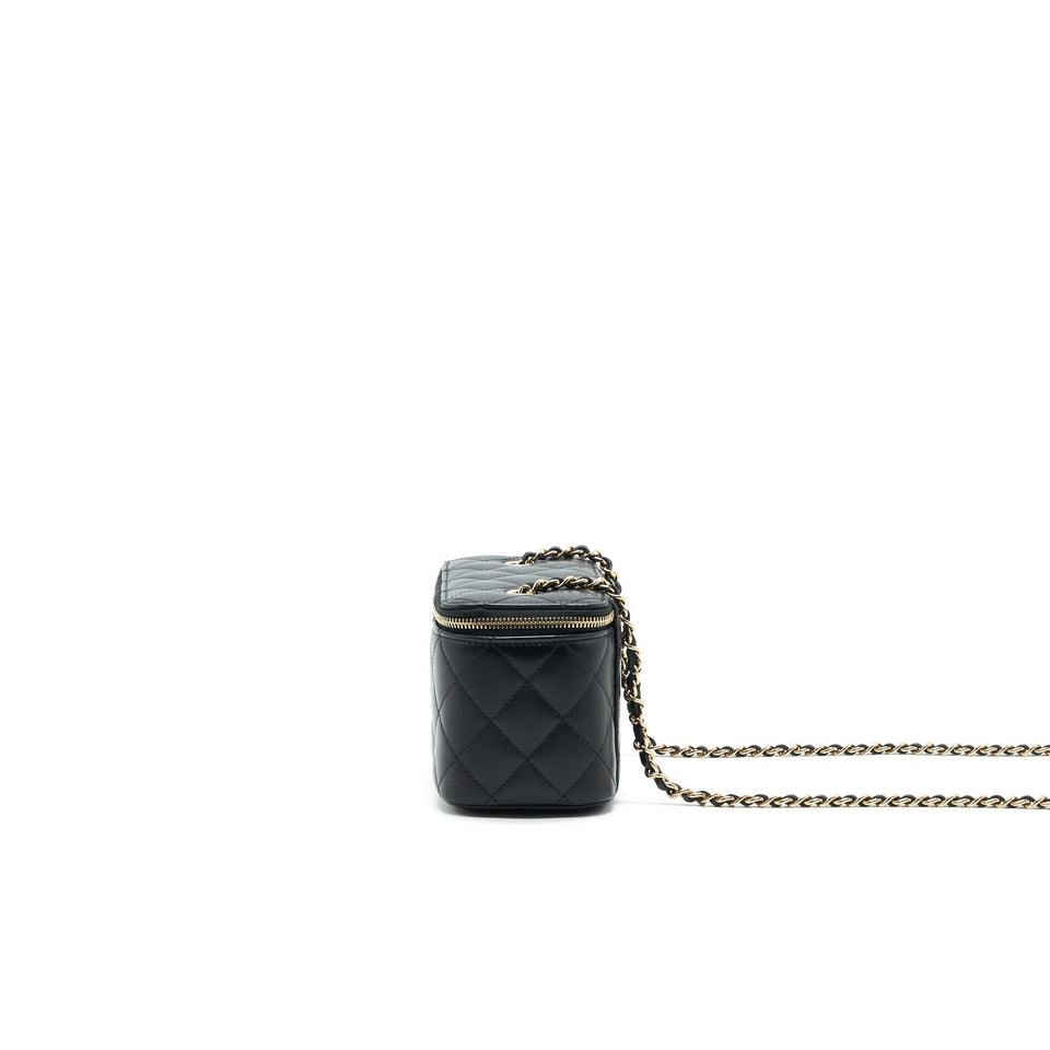 Chanel Long Vanity With Chain Lambskin Black L