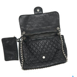 Chanel Quilted Leather With Chain Shoulder Bag XL Black