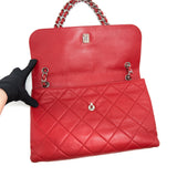 Chanel Quilted Large Flap Leather Bag With Chain Red