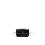 Chanel Giant Pearl Clutch With Chain Calfskin Black L
