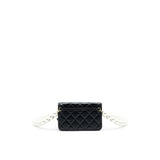 Chanel Giant Pearl Clutch With Chain Calfskin Black L