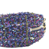 Chanel Round Tweed Chain Clutch Crossbody Bag Blue