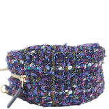 Chanel Round Tweed Chain Clutch Crossbody Bag Blue
