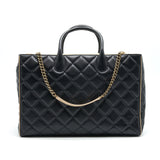 Chanel Calfskin Leather Shopping Bag Black/Beige