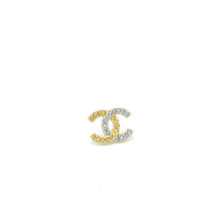 Chanel CC Logo Earrings Crystal Multicolour Light Gold Tone