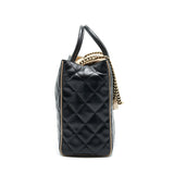Chanel Calfskin Leather Shopping Bag Black/Beige