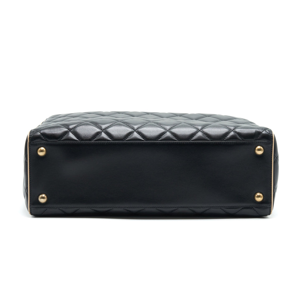Chanel Calfskin Leather Shopping Bag Black/Beige