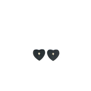 Chanel Heart Shape CC Logo Earrings Crystal Black Light Gold Tone