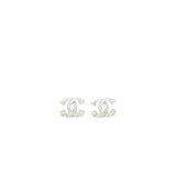 Chanel 23P CC Logo Earrings Crystal Silver Tone