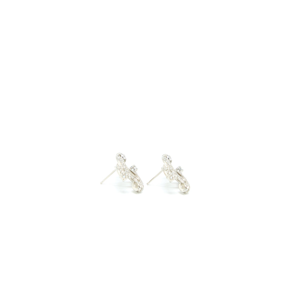 Chanel 23P CC Logo Earrings Crystal Silver Tone