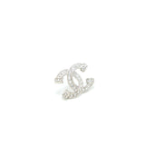 Chanel 23P CC Logo Earrings Crystal Silver Tone