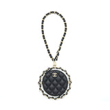 Chanel Round Clutch With Chain Lambskin Black L