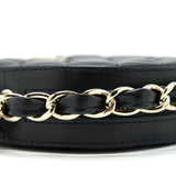Chanel Round Clutch With Chain Lambskin Black L