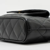 Chanel fold flap vanity clutch with chain caviar black