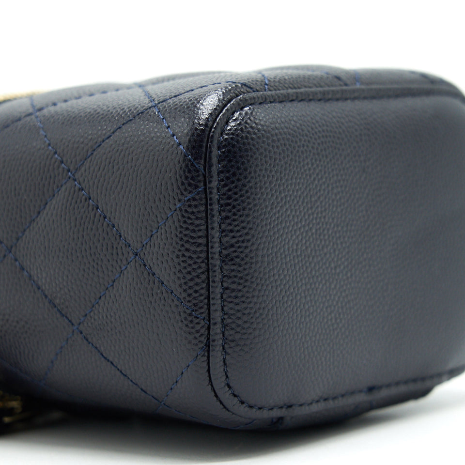Chanel Small Vanity with Chain Navy Blue with L