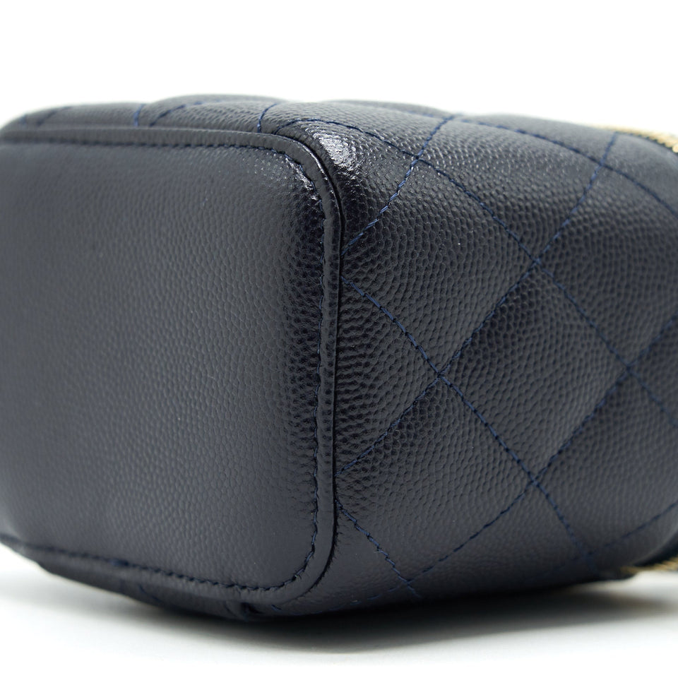 Chanel Small Vanity with Chain Navy Blue with L
