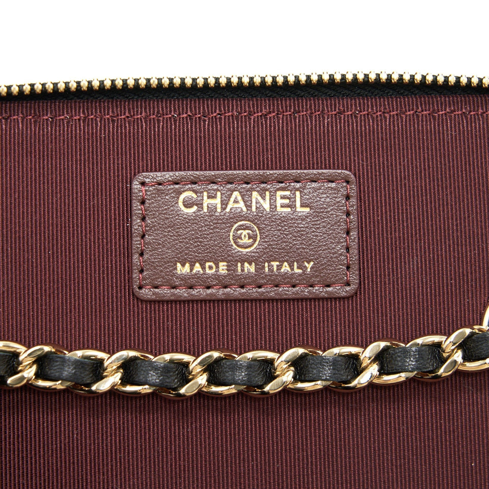 Chanel Long Vanity With Chain Lambskin Black L