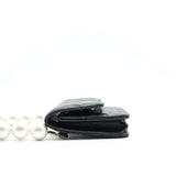 Chanel Giant Pearl Clutch With Chain Calfskin Black L