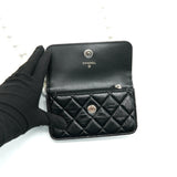 Chanel Giant Pearl Clutch With Chain Calfskin Black L