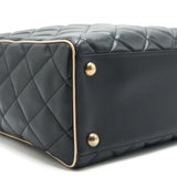 Chanel Calfskin Leather Shopping Bag Black/Beige