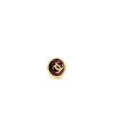 Chanel Round CC Logo Earring Red Gond Tone