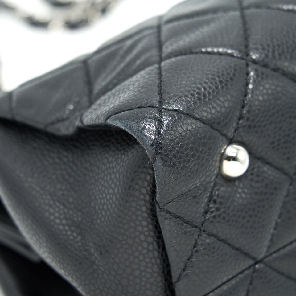 Chanel QUILTED LEATHER TOTE BAG WITH CHAIN IN CARVIAR BLACK
