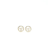 Chanel Round CC Logo Earrings Crystal Light Gold Tone