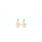 Chanel Heart Shape Dropped Earring Light Gold Tone