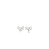 Chanel Ribbon with CC Drop Earrings Pearl/Crystal Silver Tone