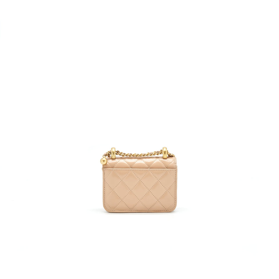 Chanel 21A Flap Coin Purse with Chain Beige  Calfskin