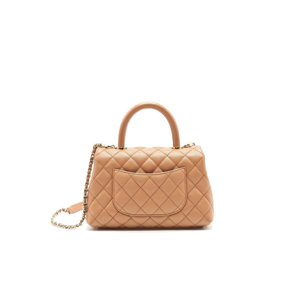 Chanel Mini Coco Handle Flap Bag 21p Caramel L