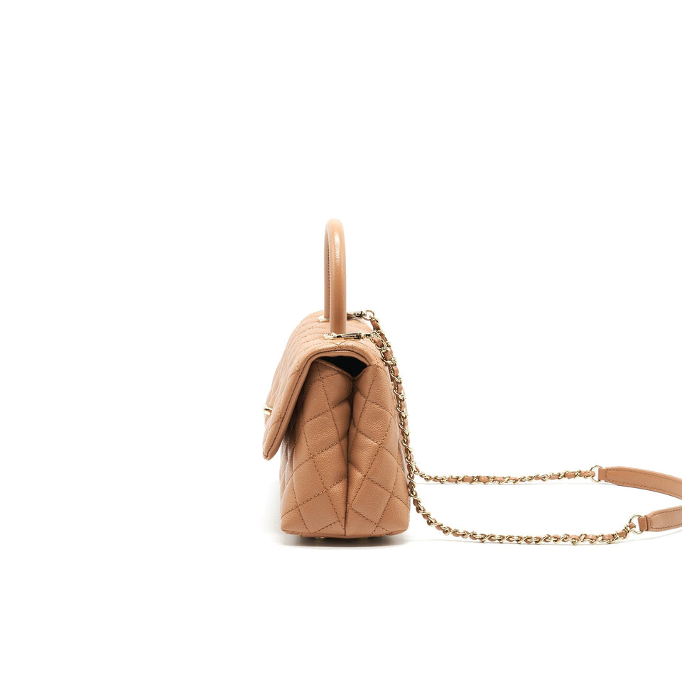 Chanel Mini Coco Handle Flap Bag 21p Caramel L