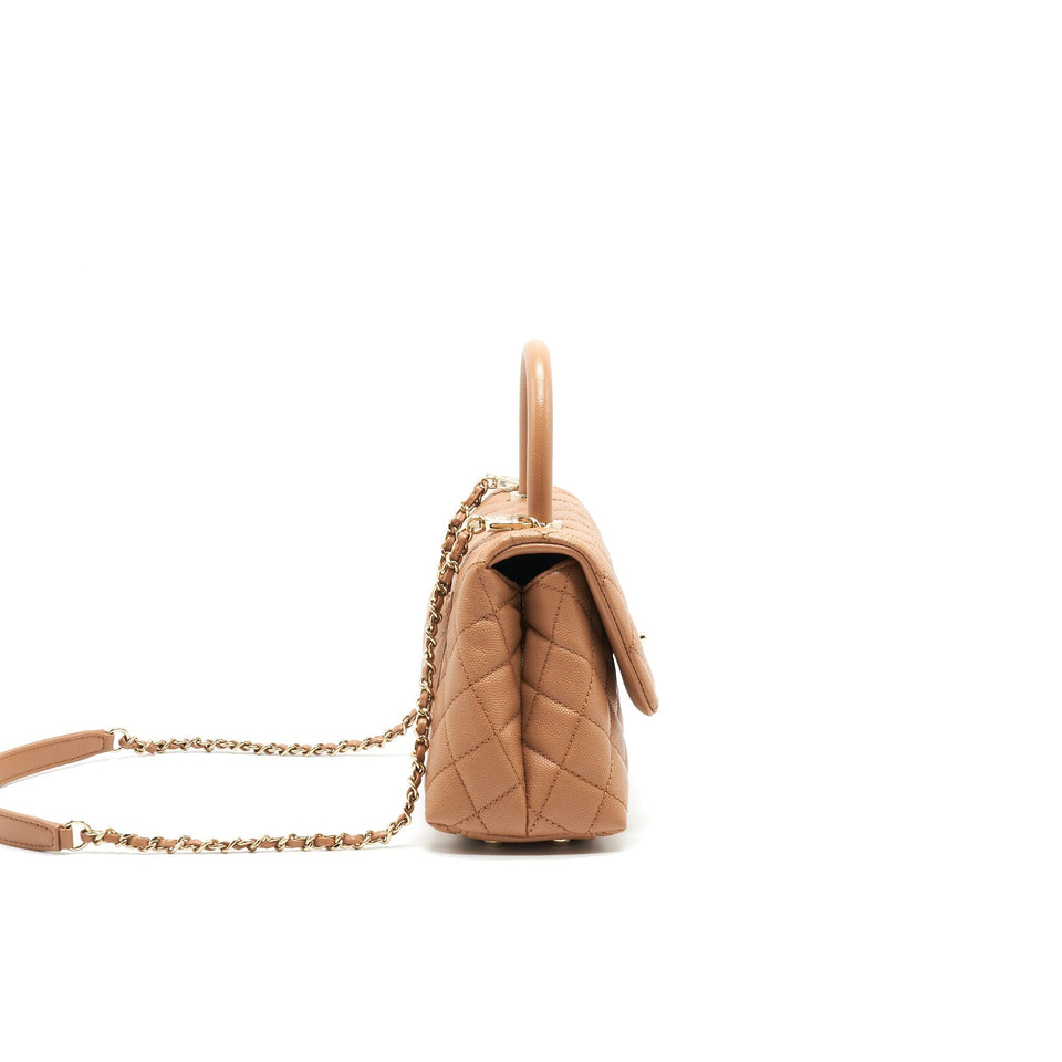 Chanel Mini Coco Handle Flap Bag 21p Caramel L